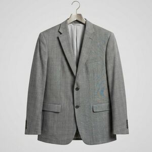 44R/S Banana Republic Tailored Fit Wool Plaid Blazer Sport Coat Grey